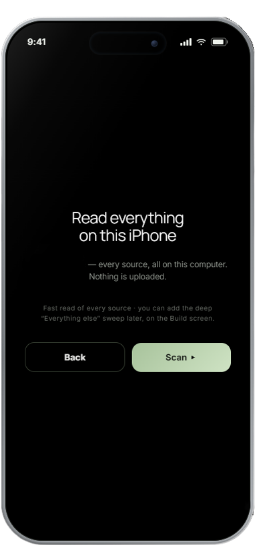 truth spores scan screen — read everything on this iPhone, fast